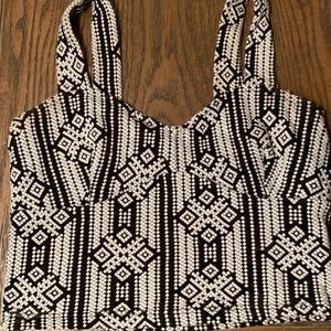 Black and white bustier top